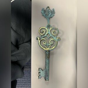 Vintage-Style Turquoise and Gold Wall Key Decor